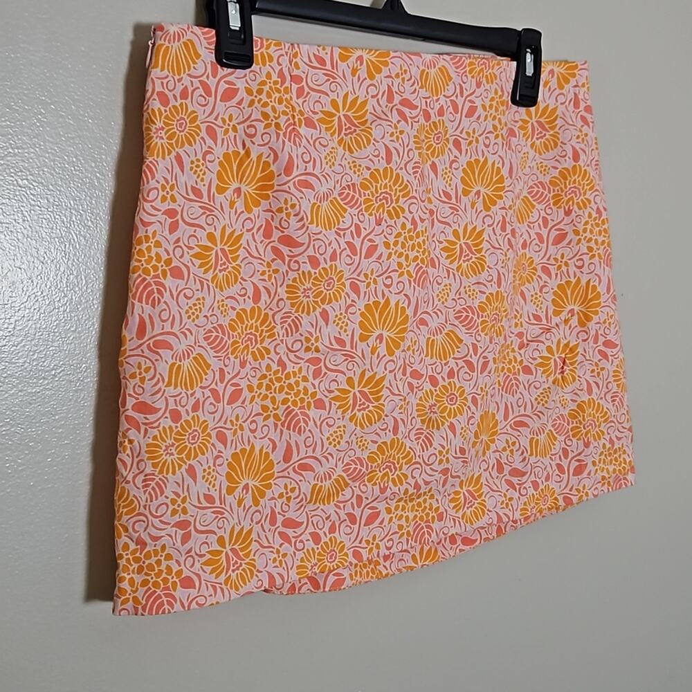 Zara Linen Blend Floral Mini Skirt Sz Large - Picture 7 of 10